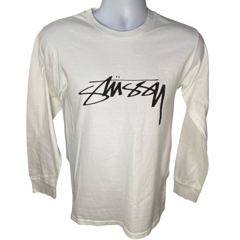 Stussy Long Sleeved T Shirt Men's Size Small White Graphic Print White